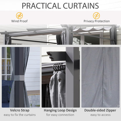 Metal Pergola with Sliding Roof Canopy, Retractable Pergola Canopy, 10' x 10', Beige