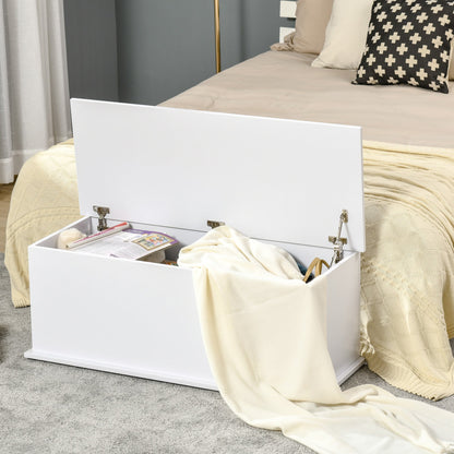 39.5" Storage Chest with 2 Safety Hinges, Storage Box Organizer with Flip-Top Lid, Entryway Storage Bench, Black