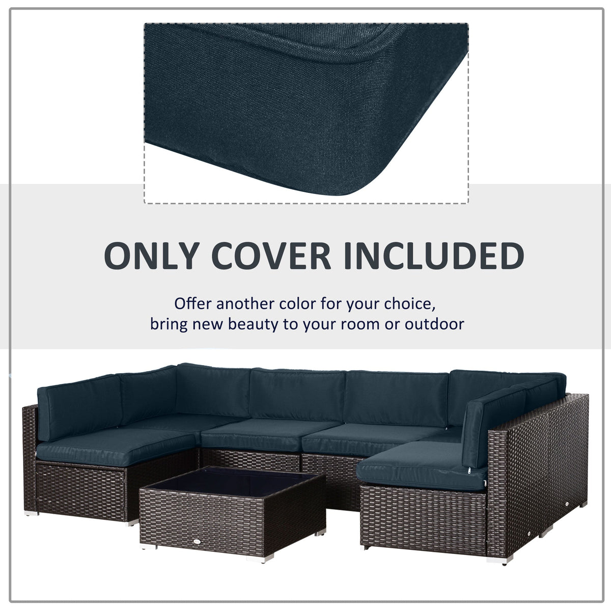 Outdoor 14pc Patio Rattan Sofa Set Cushion Polyester Cover Replacement Set - No Cushion Included Beige
