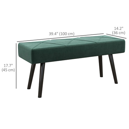 39 Inches Upholstered Bedroom Bench, Modern End of Bed Bench with Steel Legs, Cream White