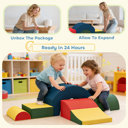 Toddlers Climbing Toys, 5-Piece Foam Climbing Blocks, Soft Play Set, Indoor for Stacking, Crawling, Sliding