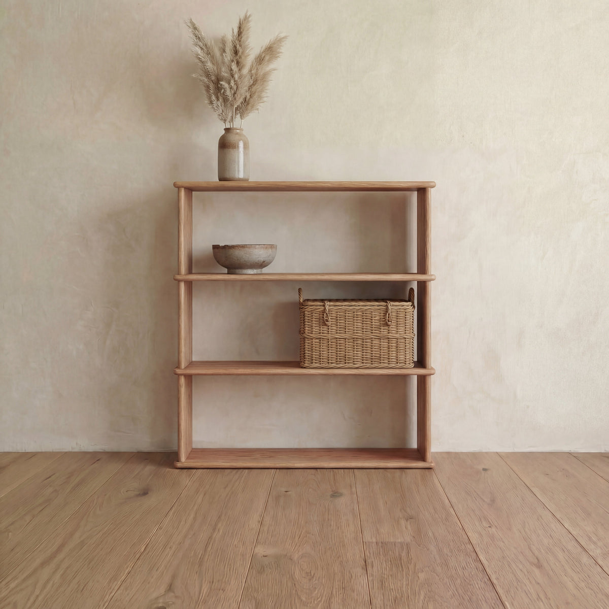 3 shelf bookcase in red oak
