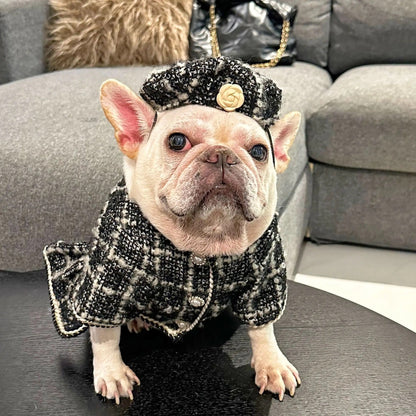 Dog Dress Coat & Hat Set | Chewnel Tweed Two-Piece Outfit