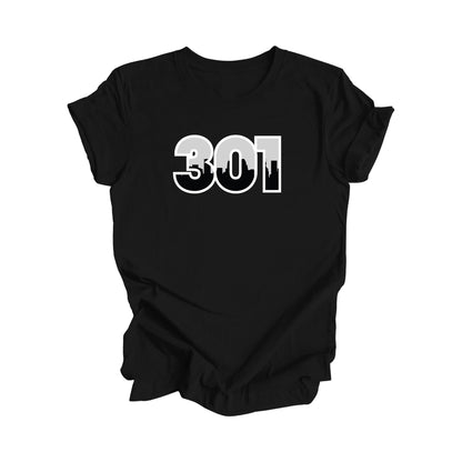 301 Baltimore Maryland USA Area Code Number City Skyline Gift - Unisex T-Shirt - Inspired X