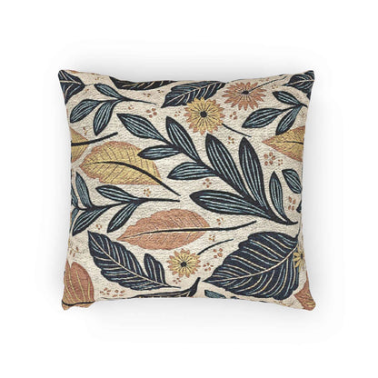 Botanical Leaf Pattern Pillow | Woven Floral Foliage Throw Cushion