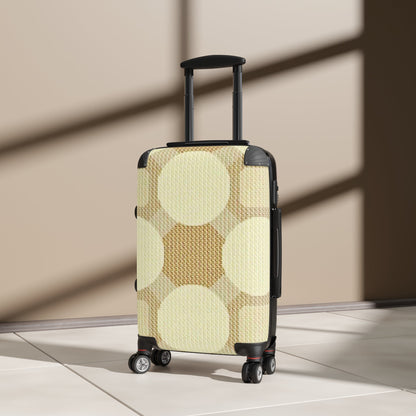 Retro Beige Circle Pattern Suitcase – Vintage Geometric Carry-On Luggage