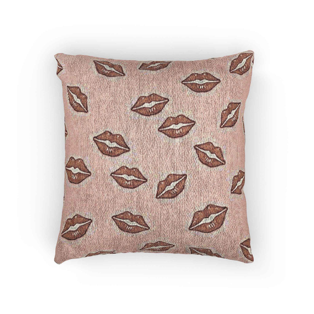 Kiss Pattern Woven Pillow | Lip Print Decorative Pillow