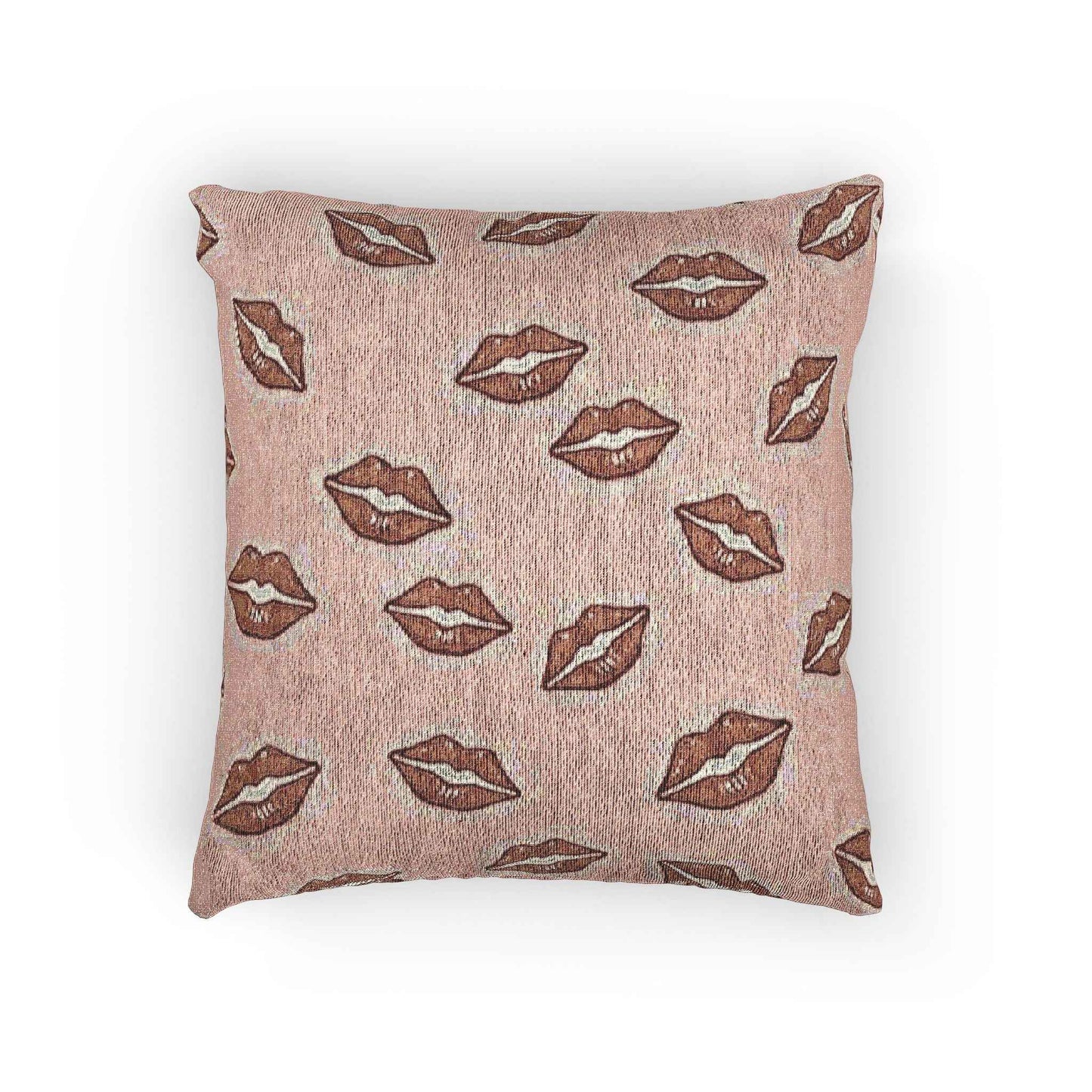 Kiss Pattern Woven Pillow | Lip Print Decorative Pillow