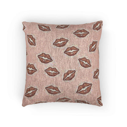 Kiss Pattern Woven Pillow | Lip Print Decorative Pillow