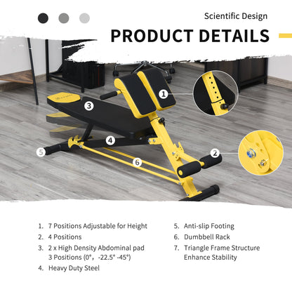 Adjustable Weight Bench Roman Chair Exercise Training Multi-Functional Hyper Extension Bench Dumbbell Bench Ab Sit up Decline Flat Black and Red