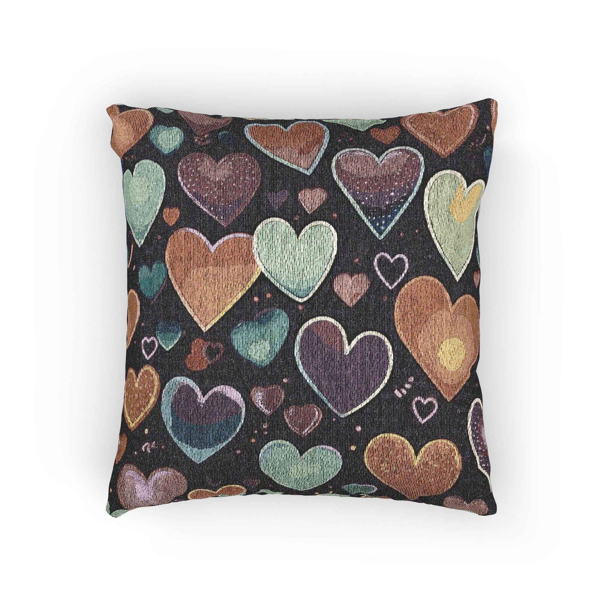 Pastel Heart Pattern Woven Pillow | Heart Throw Pillow, Boho Home Decor