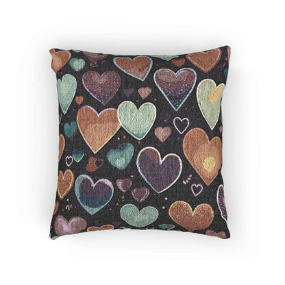 Pastel Heart Pattern Woven Pillow | Heart Throw Pillow, Boho Home Decor