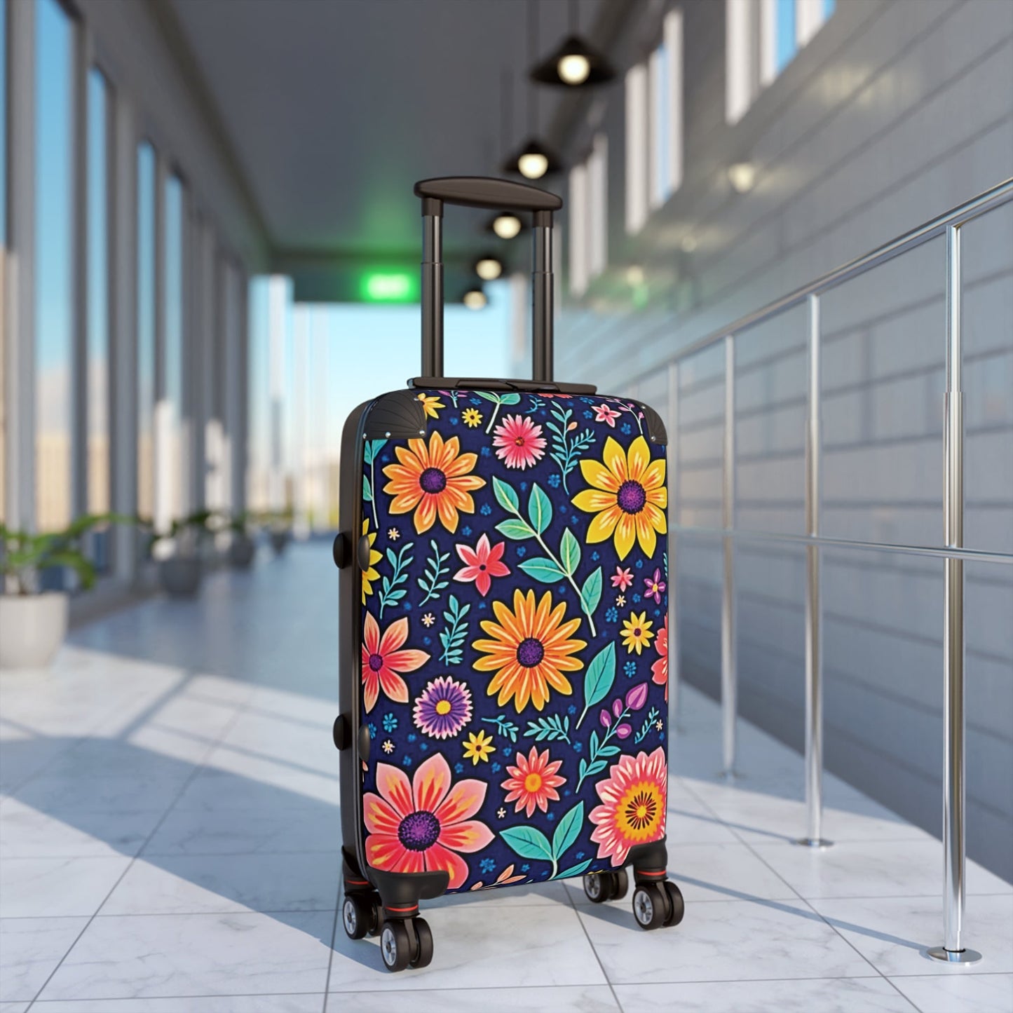 Floral Carry-On Suitcase — Bright Daisy Travel Luggage