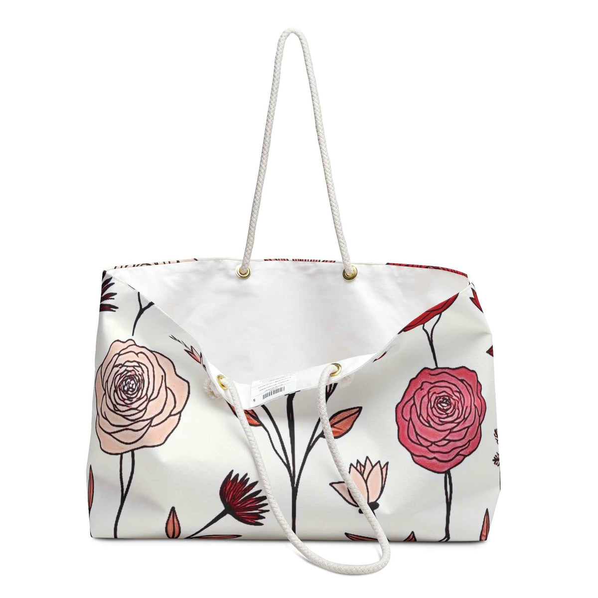 Floral Weekender Bag | Red Blush Hand Drawn Travel Tote | Mom Gift