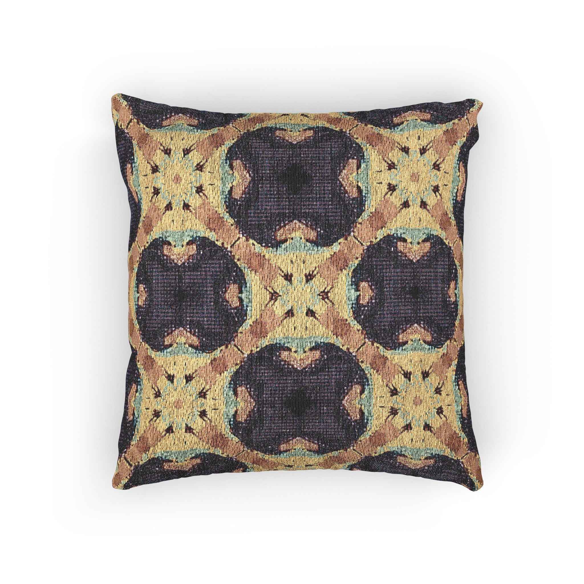 Geometric Mosaic Pattern Woven Pillow | Boho Tile Throw Cushion