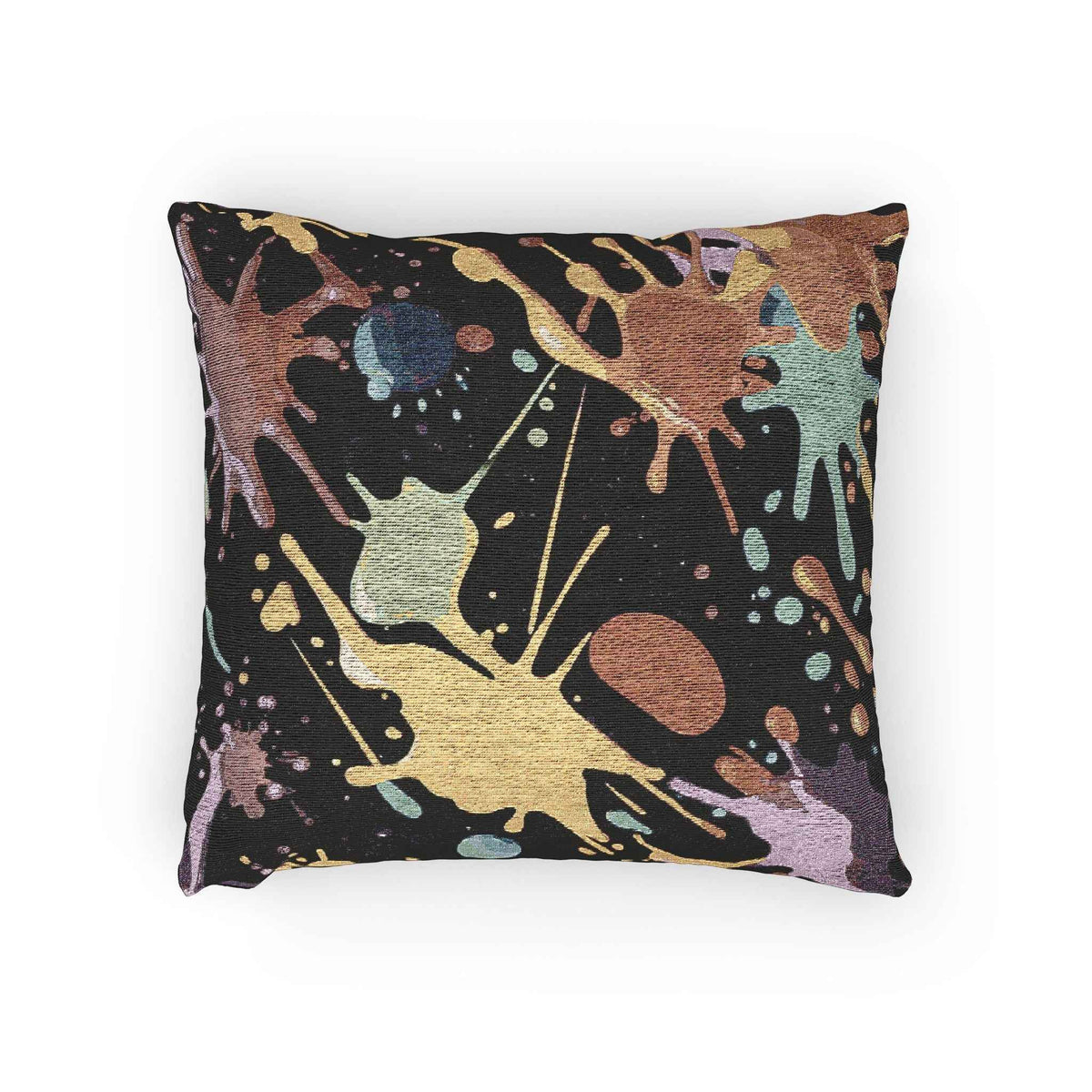 Abstract Paint Splatter Woven Pillow | Colorful Splash Pattern Cushion