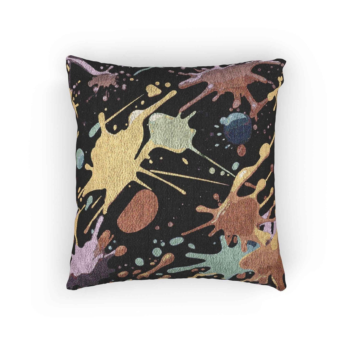Abstract Paint Splatter Woven Pillow | Colorful Splash Pattern Cushion