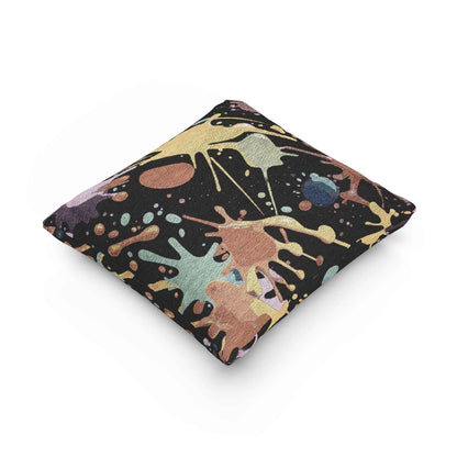 Abstract Paint Splatter Woven Pillow | Colorful Splash Pattern Cushion