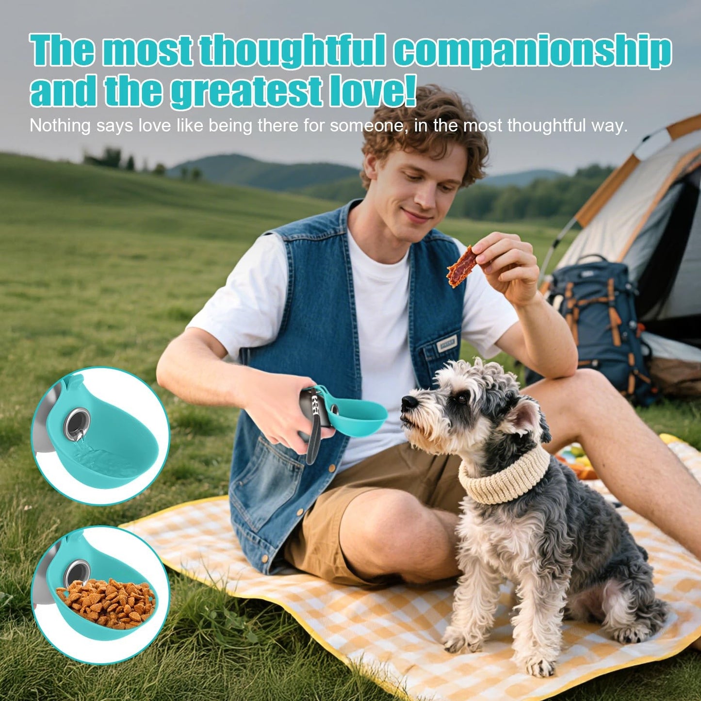 Portable Dog Water Bottle 10oz Stainless Steel Travel Dog Water Dispenser With Bowl No-Spill Puppy Water Bottle For Walking Hiking Small Dog Water Bottle