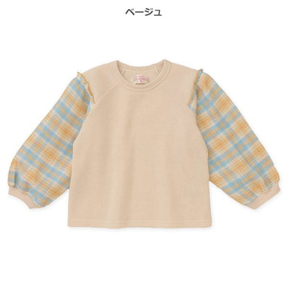 西松屋 ELFINDOLL CLASSIC 裏起毛袖布帛チェックトレーナー 正規品