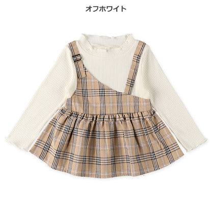 西松屋 ELFINDOLL アシンメトリーチェックキャミレイヤード風長袖Tシャツ 正規品