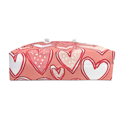 Pink Hand-Drawn Hearts Weekender Bag | Valentine Pattern Tote| Mom on the go bag| Everyday mom bag| Beach Tote Large Bag
