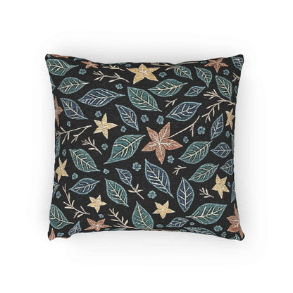 Floral Starleaf Pattern Woven Pillow | Botanical Night Leaves