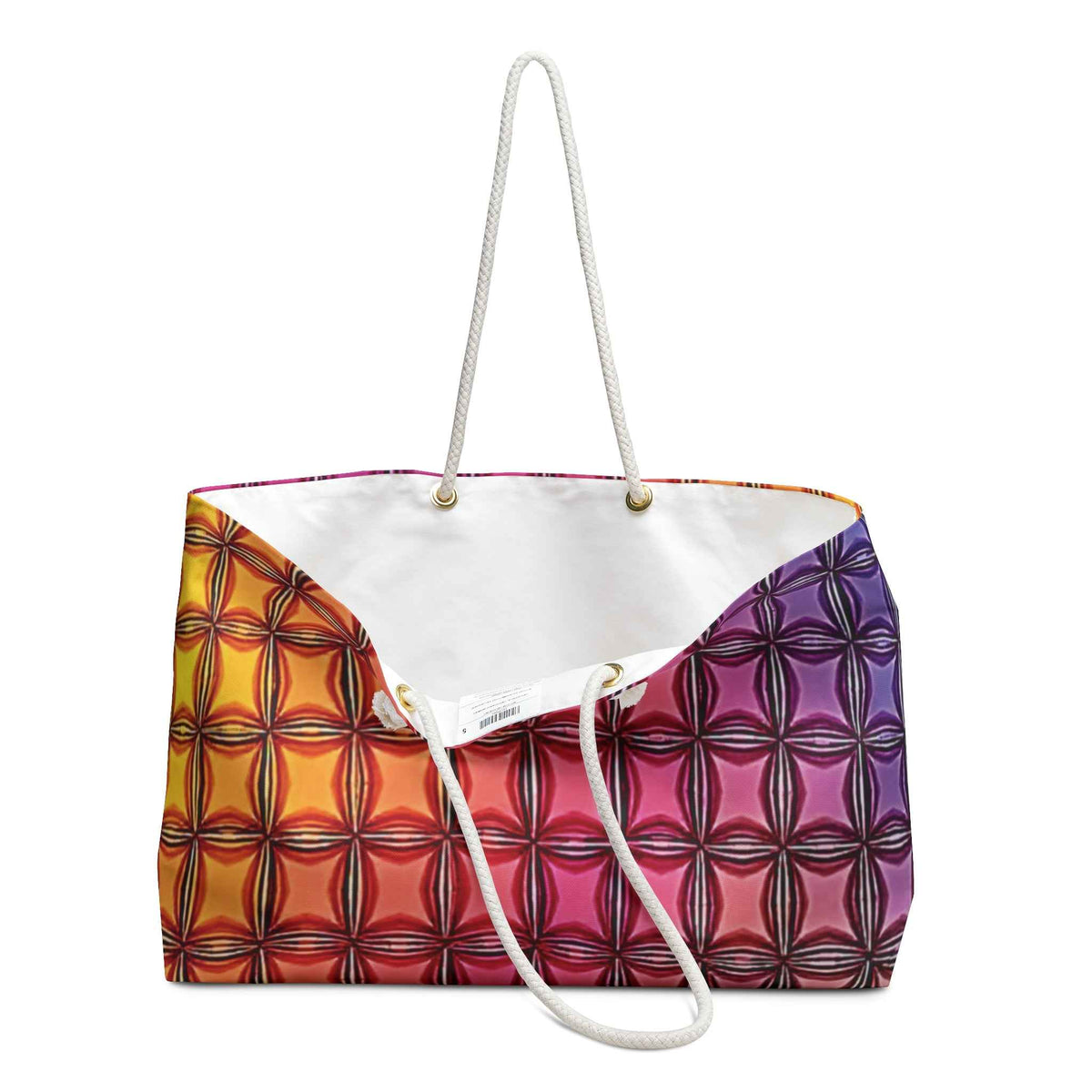 Colorful Geometric Tile Weekender Bag | Rainbow Gradient Pattern