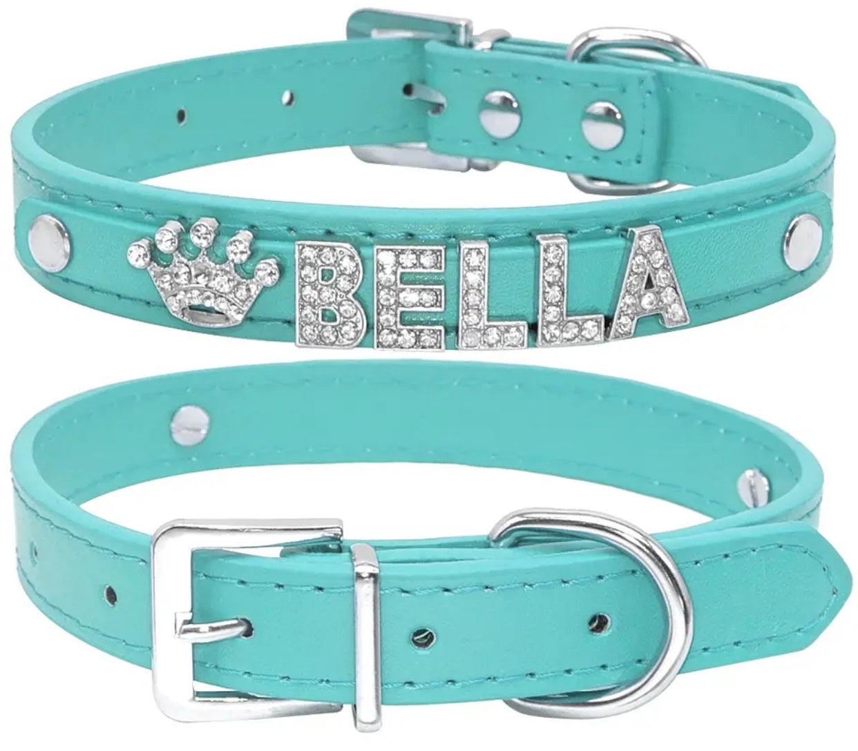 Aqua Royale Name Dog Collar | Customized Dog Collar