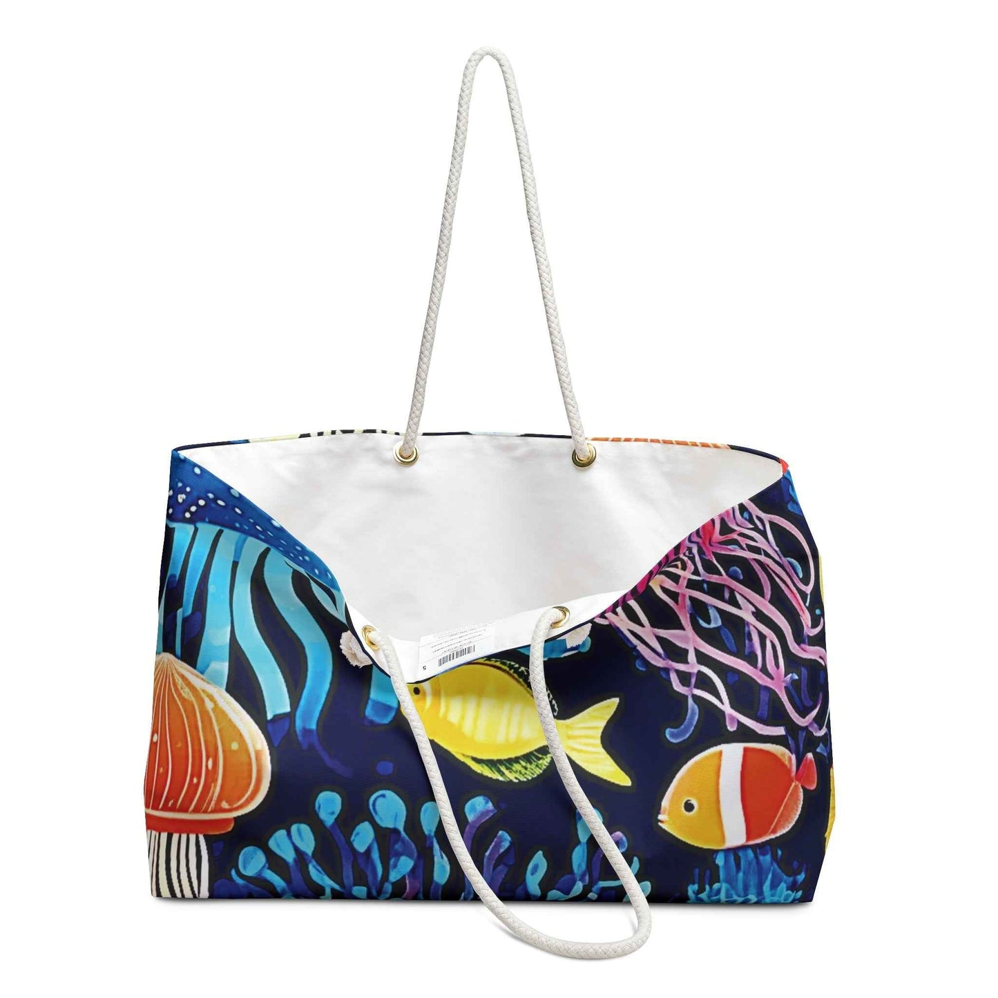 Underwater Tropical Fish Weekender Bag | Ocean Coral Print, Large Tote Bag