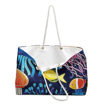 Underwater Tropical Fish Weekender Bag | Ocean Coral Print, Large Tote Bag