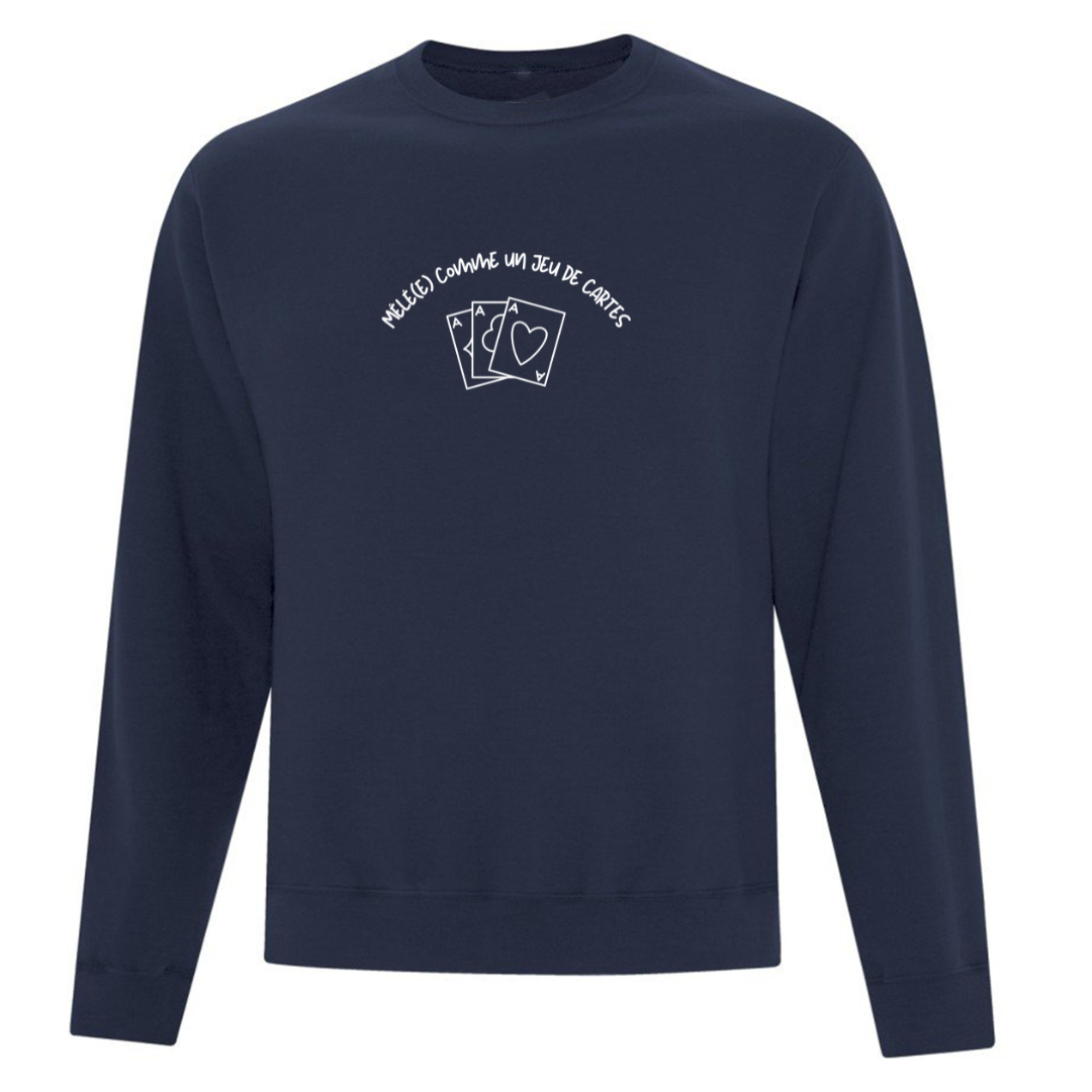 Crewneck "Mêlé(e) Comme Un Jeu De Cartes" brodé