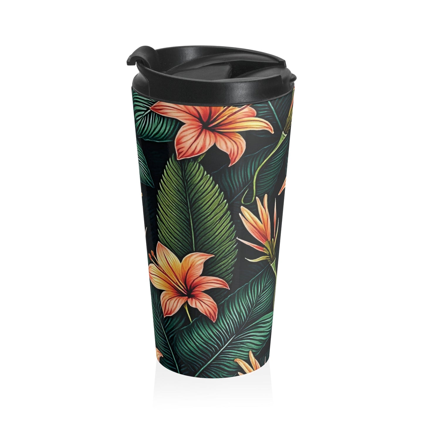 Tropical Orange Lily Travel Mug | Floral Stainless Steel Tumbler