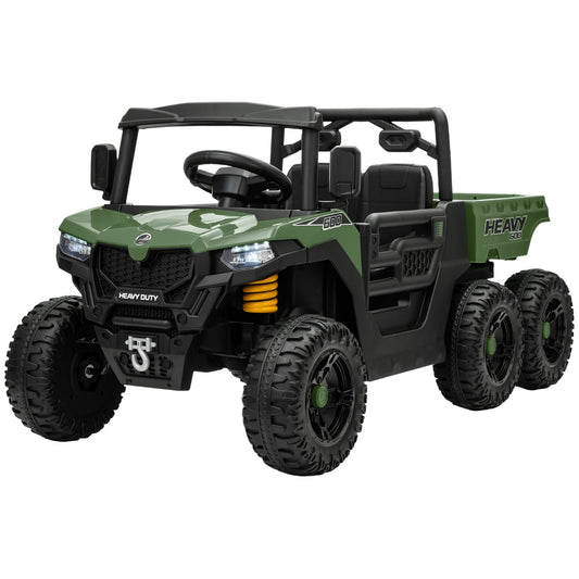 24V 4WD Kids Ride On Truck with 6 Wheels Electric Ride On Car with Remote, Dump Bed for 3-8 Years, Green