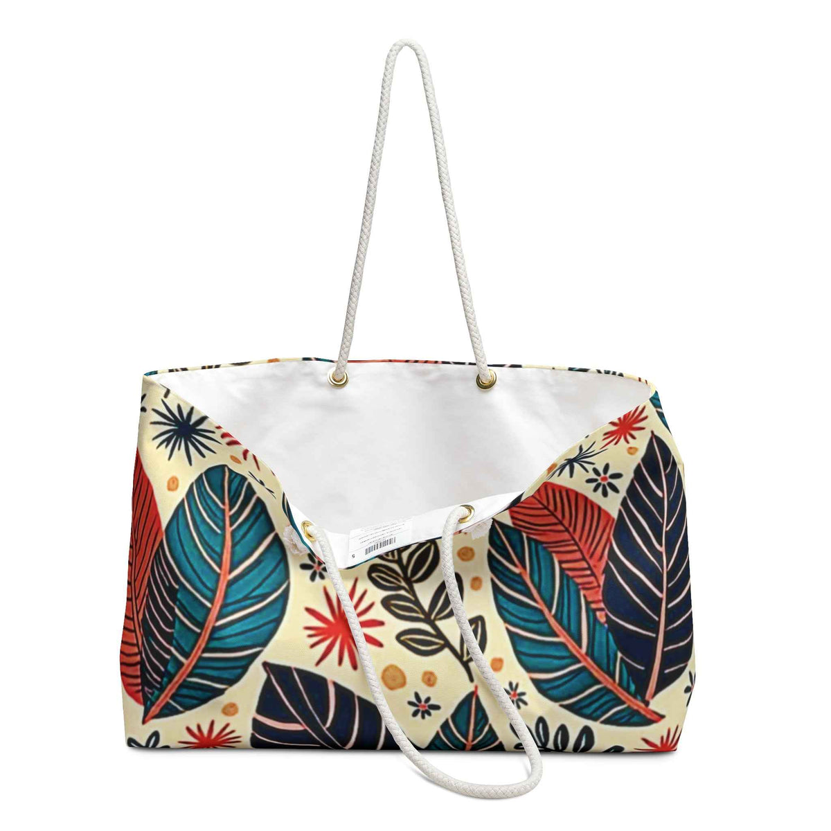 Colorful Tropical Leaves Weekender Bag | Floral Leaf Large Tote Bag for Busy Moms
