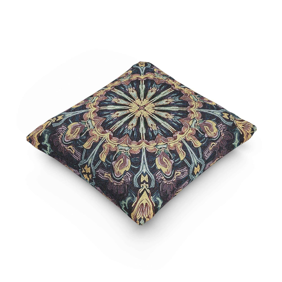 Geometric Mandala Woven Pillow | Boho Mosaic Throw Cushion