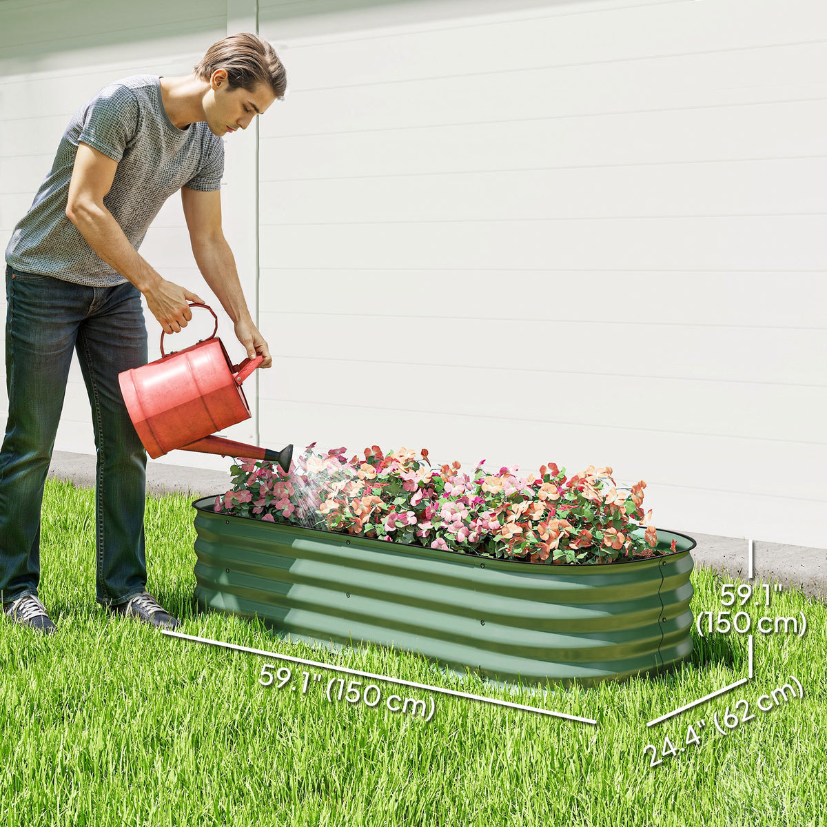 4.9 x 2 x 1ft Galvanized Raised Garden Bed Kit, Metal Planter Box with Safety Edging, Black