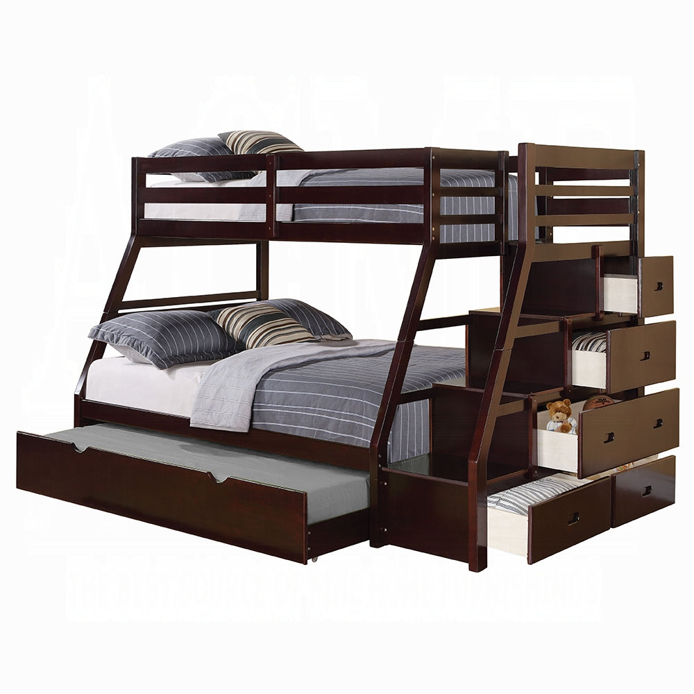 Mojo Twin/Full Bunk Loft Bed W/Trundle & Storage - Espresso