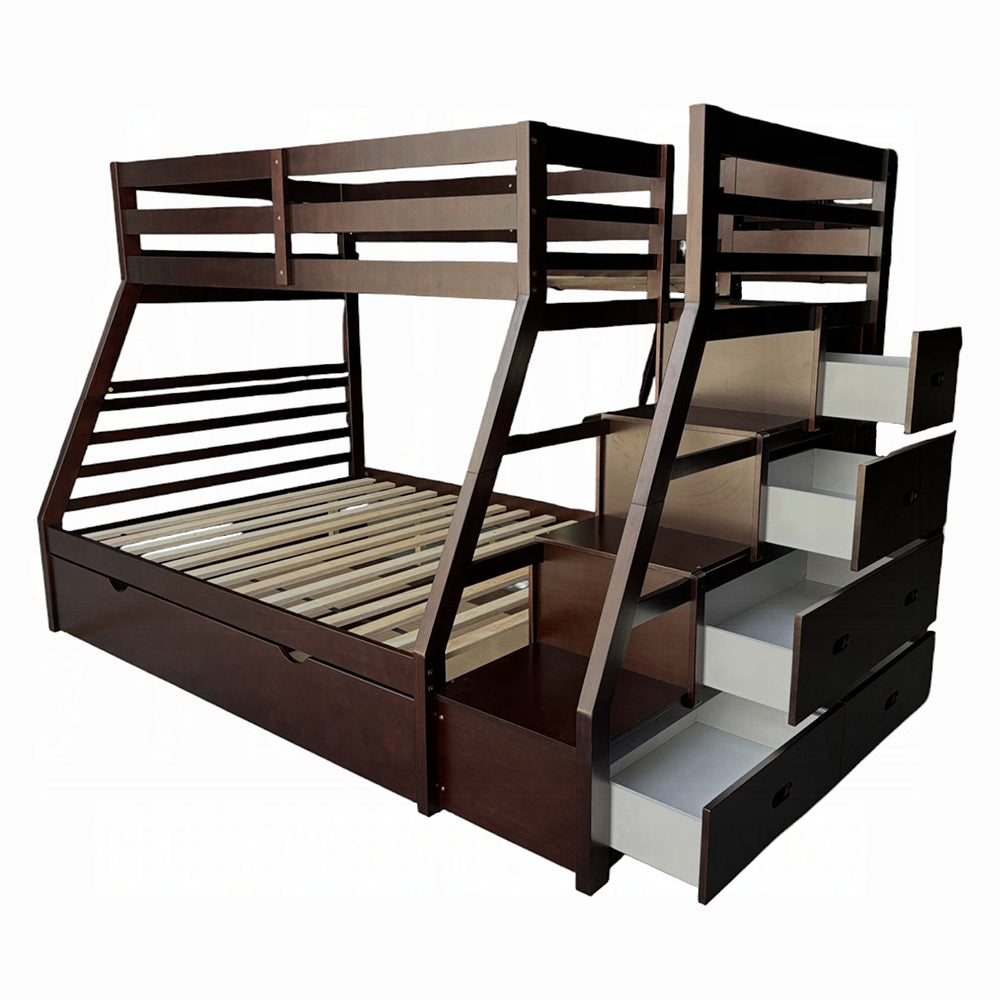 Mojo Twin/Full Bunk Loft Bed W/Trundle & Storage - Espresso