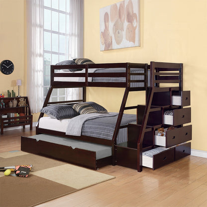Mojo Twin/Full Bunk Loft Bed W/Trundle & Storage - Espresso