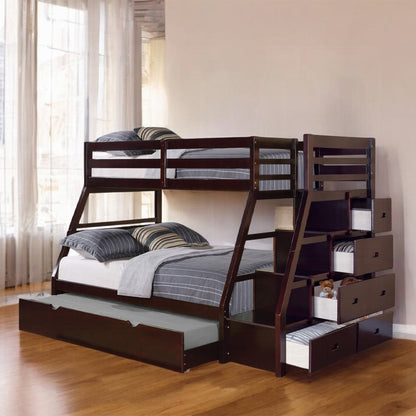 Mojo Twin/Full Bunk Loft Bed W/Trundle & Storage - Espresso