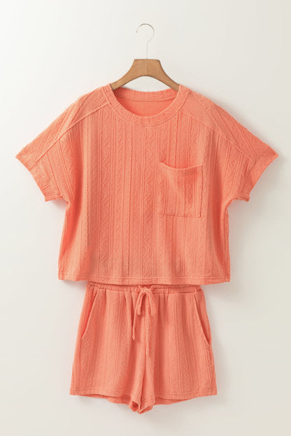 Textured Shorts Set — Matching Two-Piece Lounge & Casual Set for Women