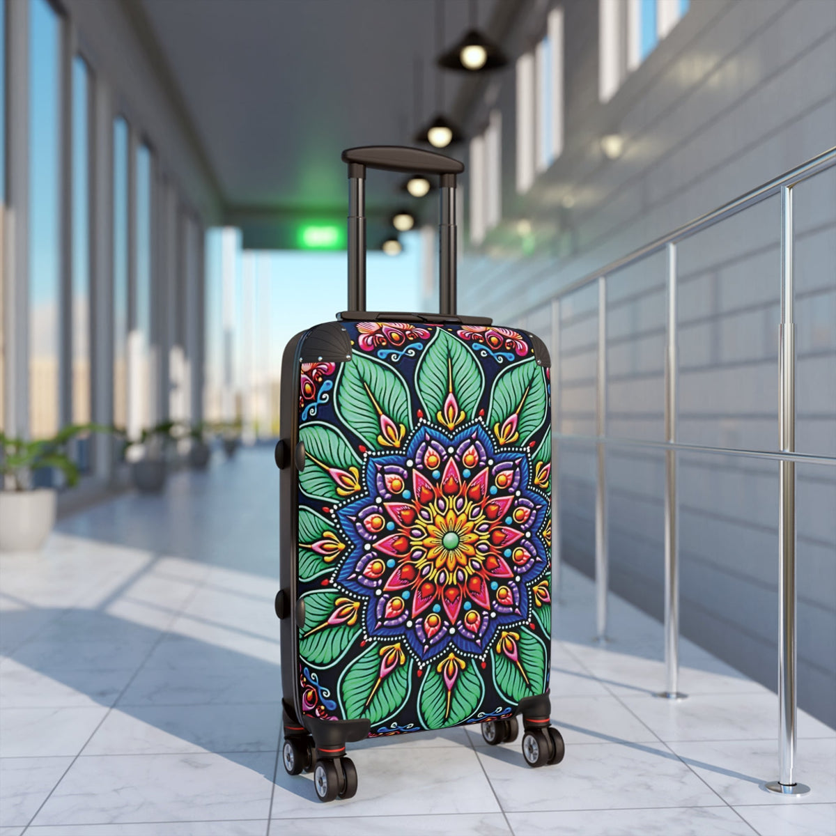 Mandala Floral Suitcase – Colorful Boho Carry-On Luggage