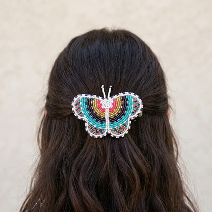 Turquoise Butterfly Beaded Barrette