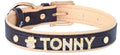 Ivory Noir Crown Name Dog Collar | Customized Dog Collar