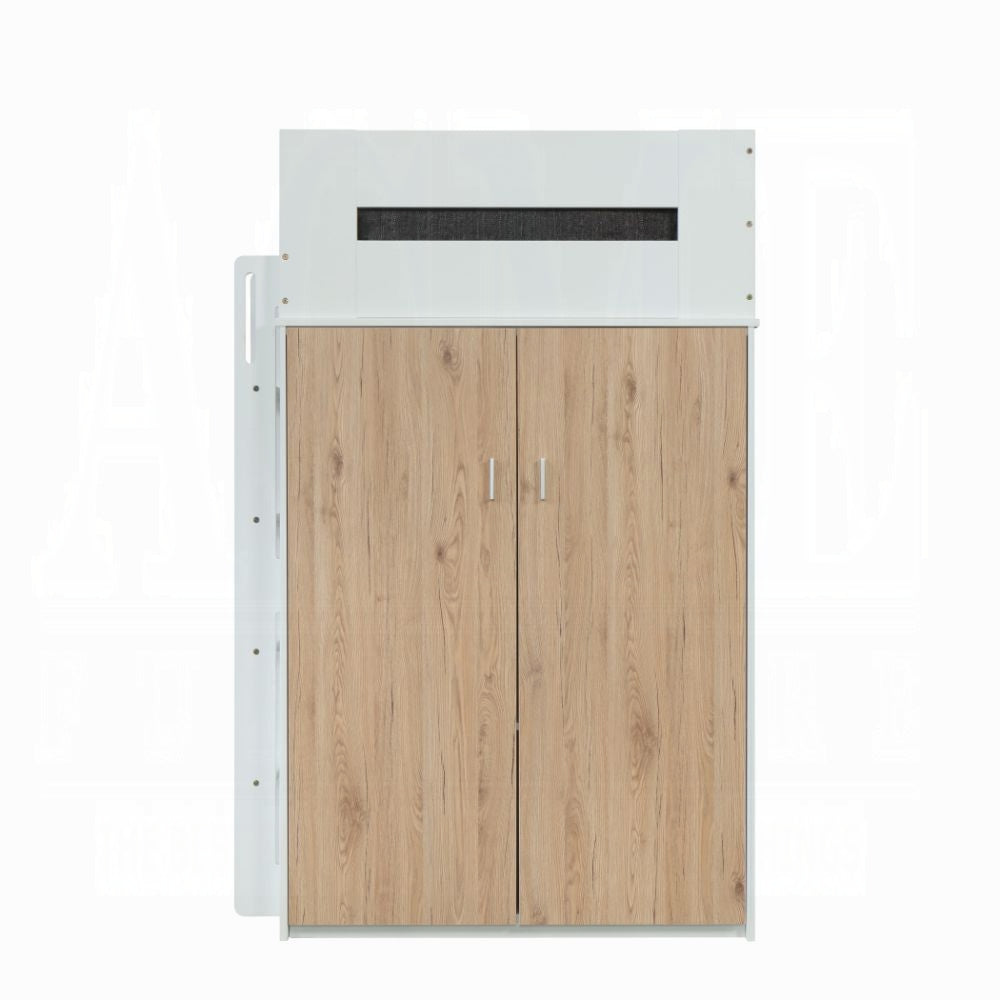 Lilo Twin Bunk/Loft Bed W/Workstation & Wardrobe - White/Oak
