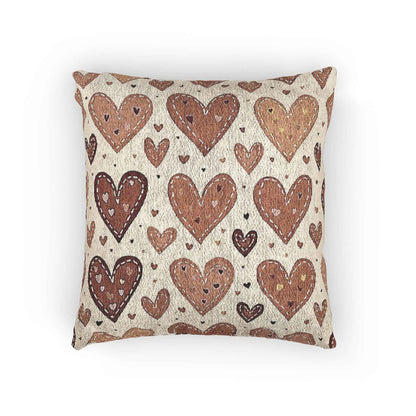 Neutral Heart Pattern Woven Pillow | Boho Heart Throw Pillow