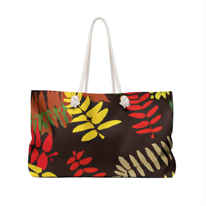Autumn Fern Pattern Weekender Bag | Fall Leaf Large Tote Bag