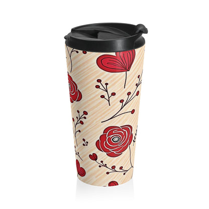 Red Rose Floral Travel Mug | Stainless Steel Tumbler