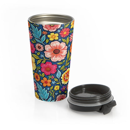 Colorful Floral Pattern Stainless Steel Travel Mug | Flower Travel Tumbler